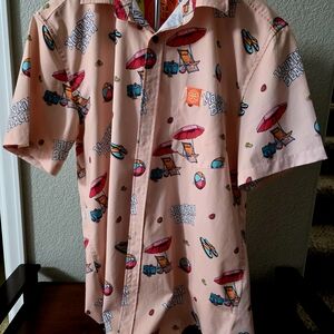 Breckenridge Men's Light Pink Beach Graphic Shirt